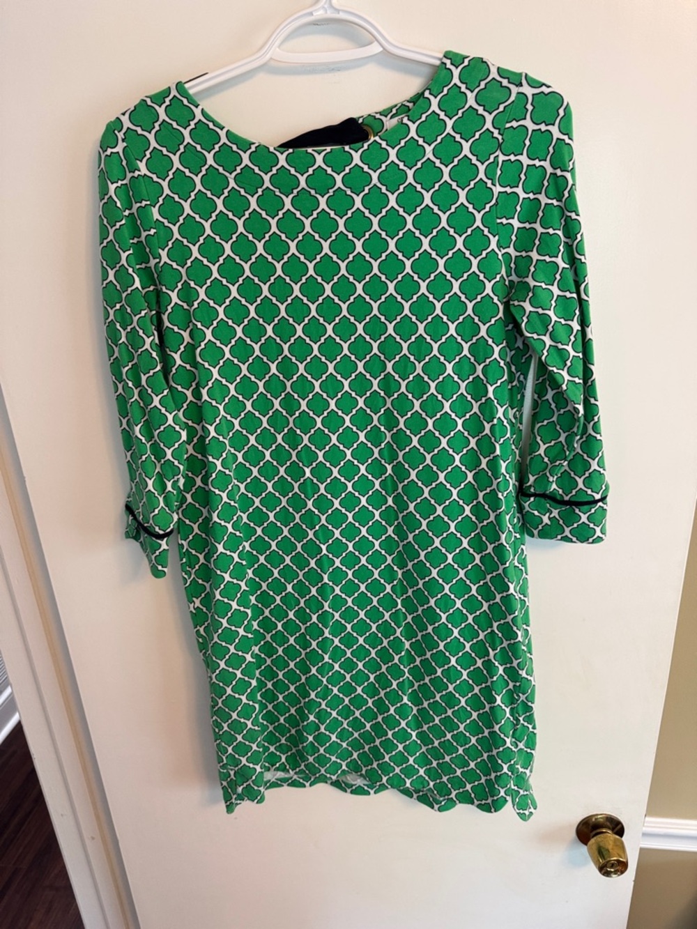 crown & ivy Green and White Trellis-Print Midi Dress